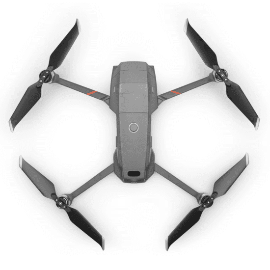 Top view of Mavic 2 drone with its wings fully open