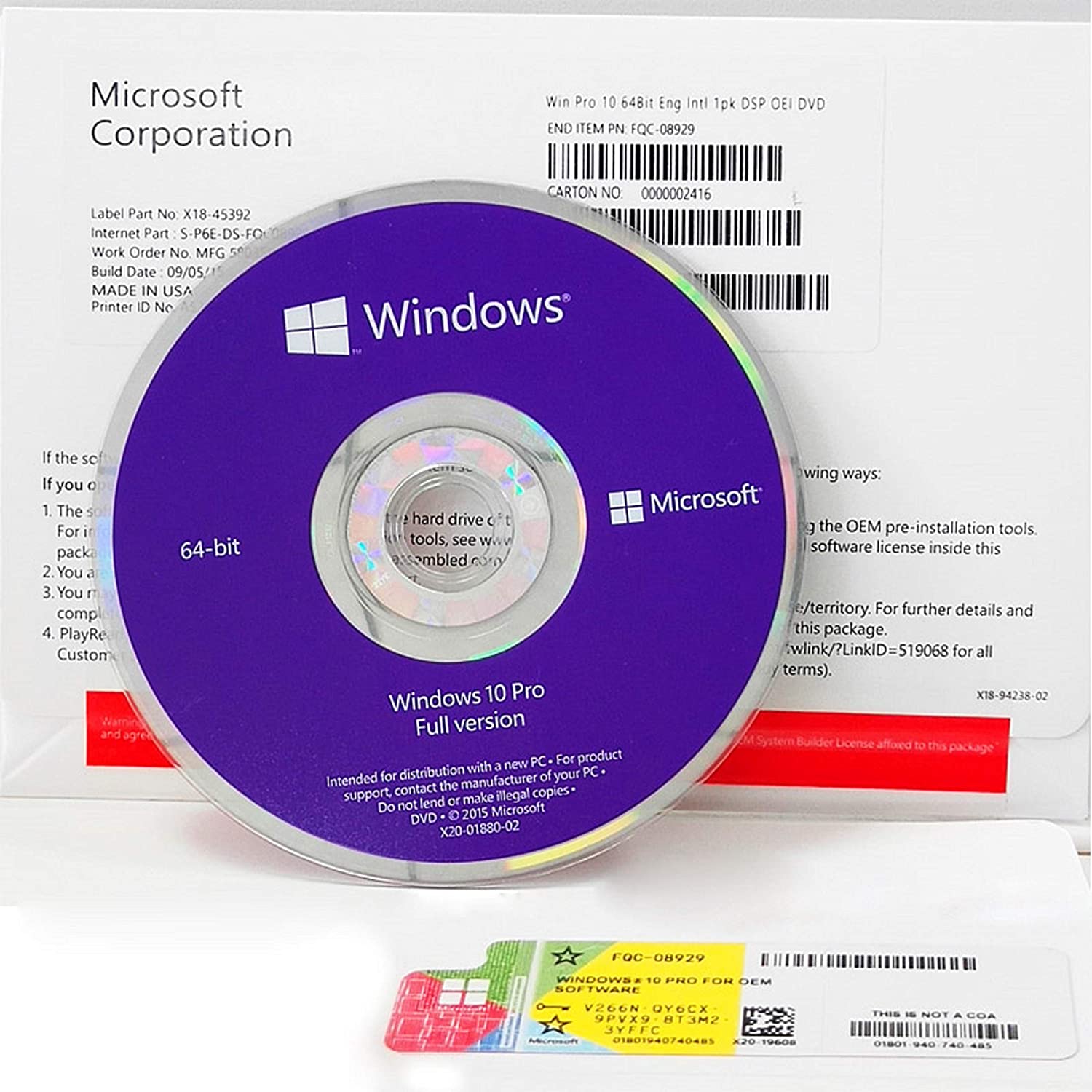 Windows 10 Professional 64bit OEM DVD Pack - Tech Distributor